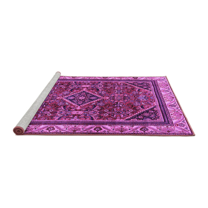 Sideview of Machine Washable Persian Purple Traditional Area Rugs, wshtr2180pur