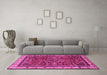 Machine Washable Persian Pink Traditional Rug in a Living Room, wshtr2180pnk