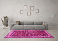 Machine Washable Persian Pink Traditional Rug, wshtr2180pnk