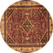 Round Persian Brown Traditional Rug, tr2180brn