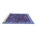 Sideview of Machine Washable Persian Blue Traditional Rug, wshtr2180blu