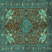 Square Machine Washable Persian Turquoise Traditional Area Rugs, wshtr2181turq