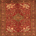 Round Machine Washable Persian Orange Traditional Area Rugs, wshtr2181org