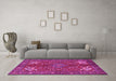 Machine Washable Persian Pink Traditional Rug in a Living Room, wshtr2181pnk