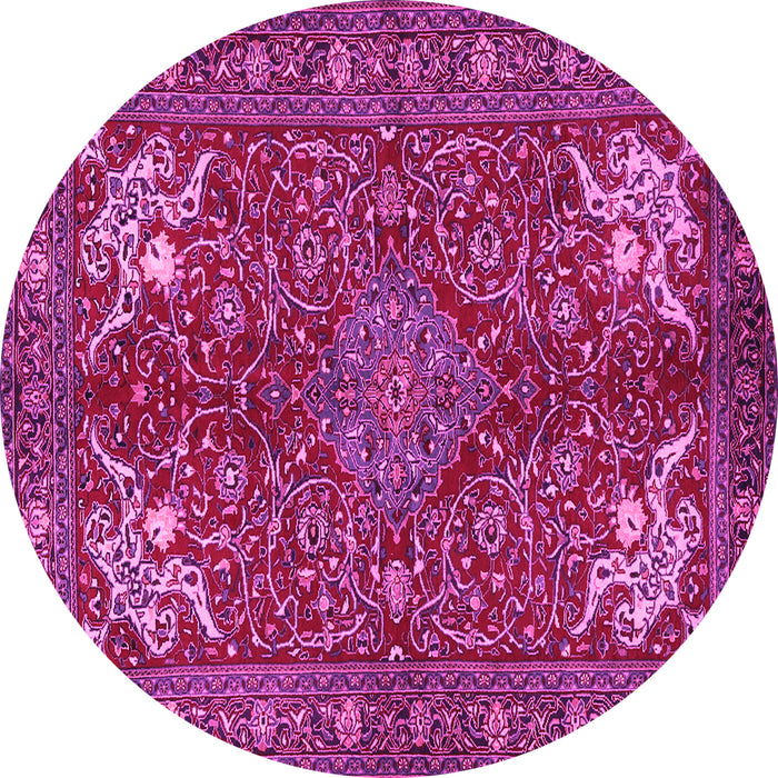 Round Machine Washable Persian Pink Traditional Rug, wshtr2181pnk