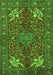 Serging Thickness of Machine Washable Persian Green Traditional Area Rugs, wshtr2181grn