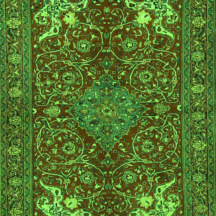 Serging Thickness of Machine Washable Persian Green Traditional Area Rugs, wshtr2181grn