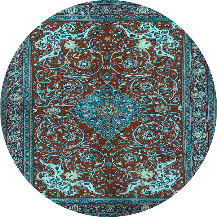 Round Persian Light Blue Traditional Rug, tr2181lblu