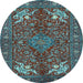 Round Persian Light Blue Traditional Rug, tr2181lblu