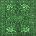 Square Machine Washable Persian Emerald Green Traditional Area Rugs, wshtr2181emgrn