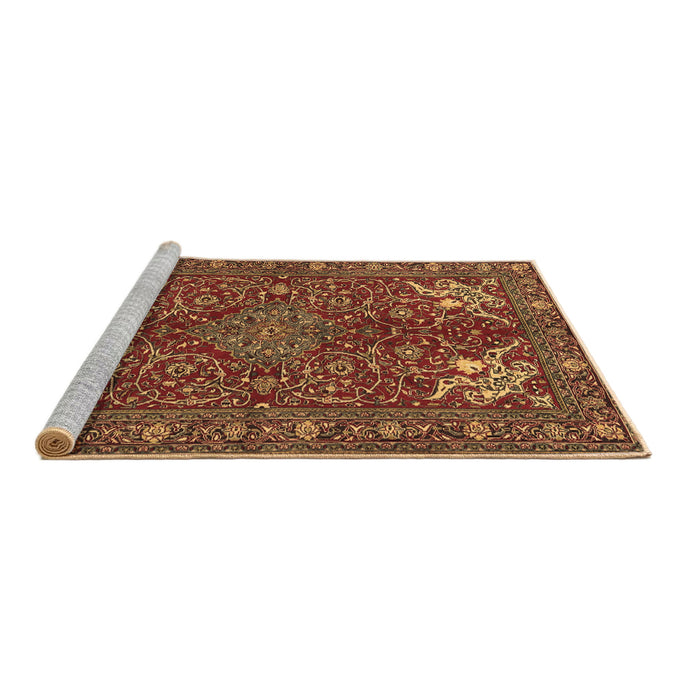 Sideview of Machine Washable Persian Brown Traditional Rug, wshtr2181brn