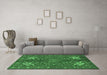 Machine Washable Persian Emerald Green Traditional Area Rugs in a Living Room,, wshtr2181emgrn