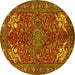 Round Persian Yellow Traditional Rug, tr2181yw