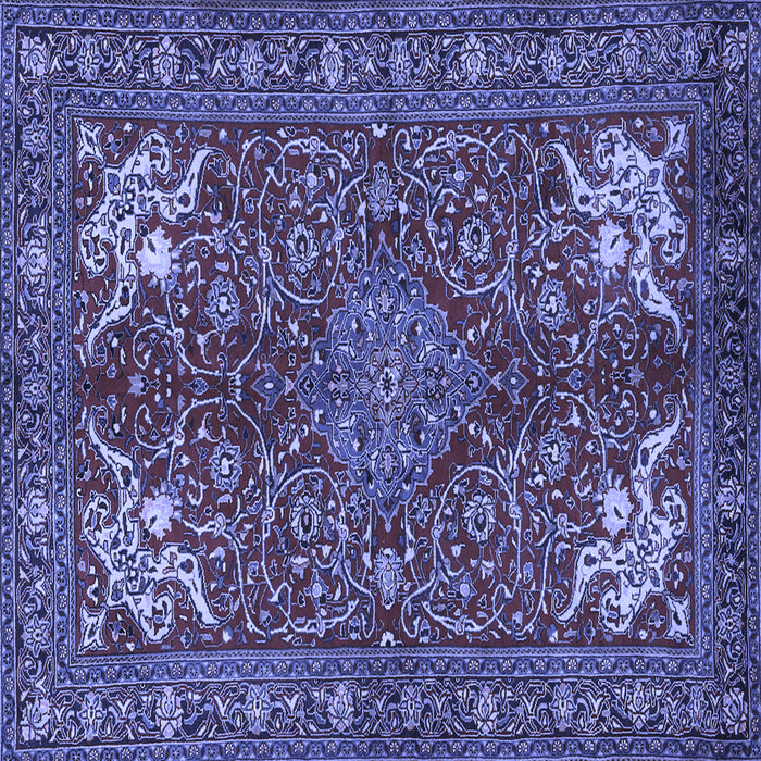 Square Machine Washable Persian Blue Traditional Rug, wshtr2181blu
