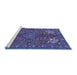 Sideview of Machine Washable Persian Blue Traditional Rug, wshtr2181blu