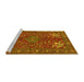 Sideview of Machine Washable Persian Yellow Traditional Rug, wshtr2181yw