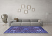 Machine Washable Persian Blue Traditional Rug in a Living Room, wshtr2181blu