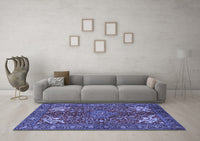 Machine Washable Persian Blue Traditional Rug, wshtr2181blu