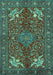 Machine Washable Persian Turquoise Traditional Area Rugs, wshtr2181turq