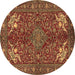 Round Machine Washable Persian Brown Traditional Rug, wshtr2181brn