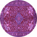 Round Machine Washable Persian Purple Traditional Area Rugs, wshtr2181pur