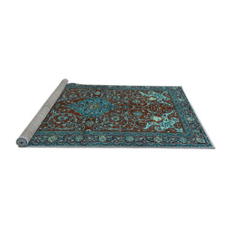 Sideview of Machine Washable Persian Light Blue Traditional Rug, wshtr2181lblu