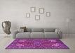 Machine Washable Persian Purple Traditional Area Rugs in a Living Room, wshtr2181pur