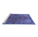 Sideview of Machine Washable Persian Blue Traditional Rug, wshtr2182blu