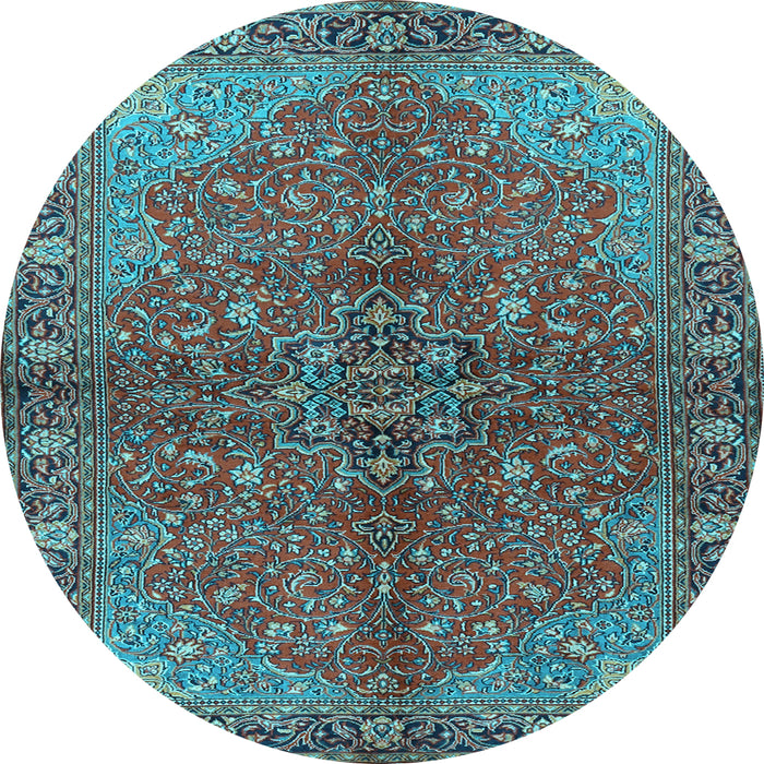 Round Persian Light Blue Traditional Rug, tr2182lblu