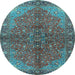Round Persian Light Blue Traditional Rug, tr2182lblu