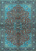 Machine Washable Persian Light Blue Traditional Rug, wshtr2182lblu