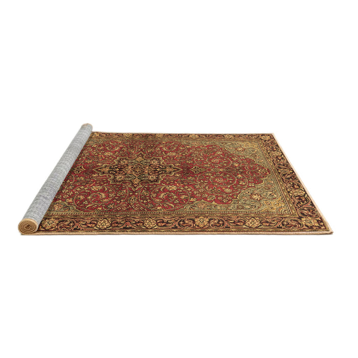 Sideview of Machine Washable Persian Brown Traditional Rug, wshtr2182brn