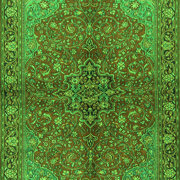 Serging Thickness of Machine Washable Persian Green Traditional Area Rugs, wshtr2182grn