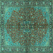 Square Persian Turquoise Traditional Rug, tr2182turq