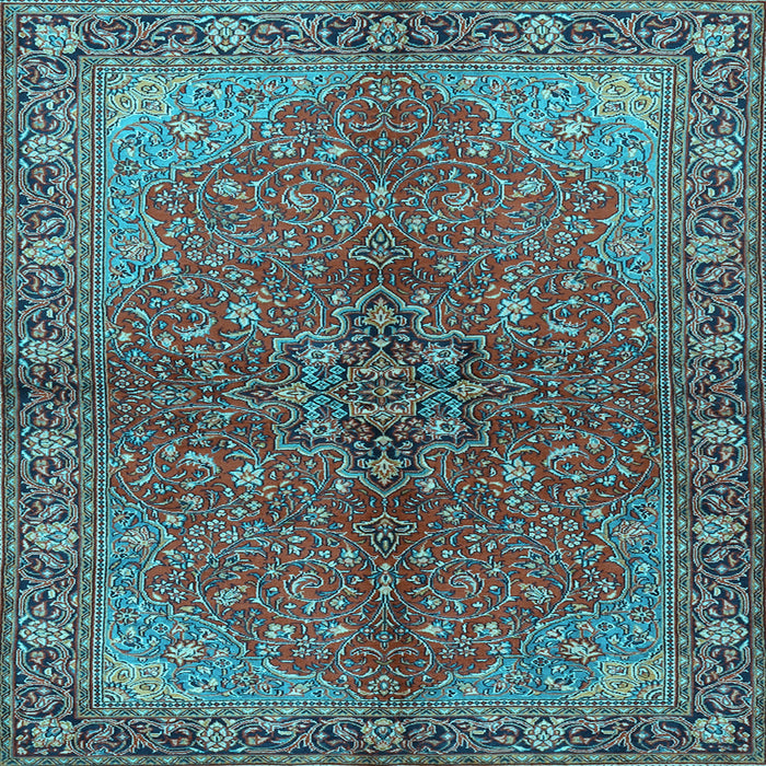 Square Machine Washable Persian Light Blue Traditional Rug, wshtr2182lblu