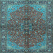 Square Machine Washable Persian Light Blue Traditional Rug, wshtr2182lblu