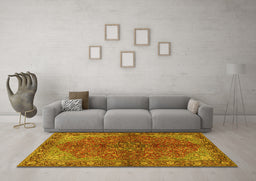 Machine Washable Persian Yellow Traditional Rug in a Living Room, wshtr2182yw