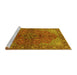 Sideview of Machine Washable Persian Yellow Traditional Rug, wshtr2182yw