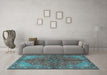 Machine Washable Persian Light Blue Traditional Rug in a Living Room, wshtr2182lblu