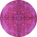 Round Machine Washable Persian Pink Traditional Rug, wshtr2182pnk