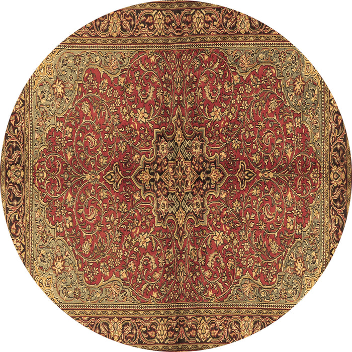 Round Persian Brown Traditional Rug, tr2182brn