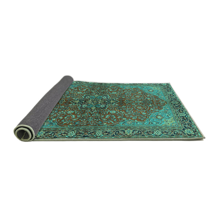 Sideview of Persian Turquoise Traditional Rug, tr2182turq