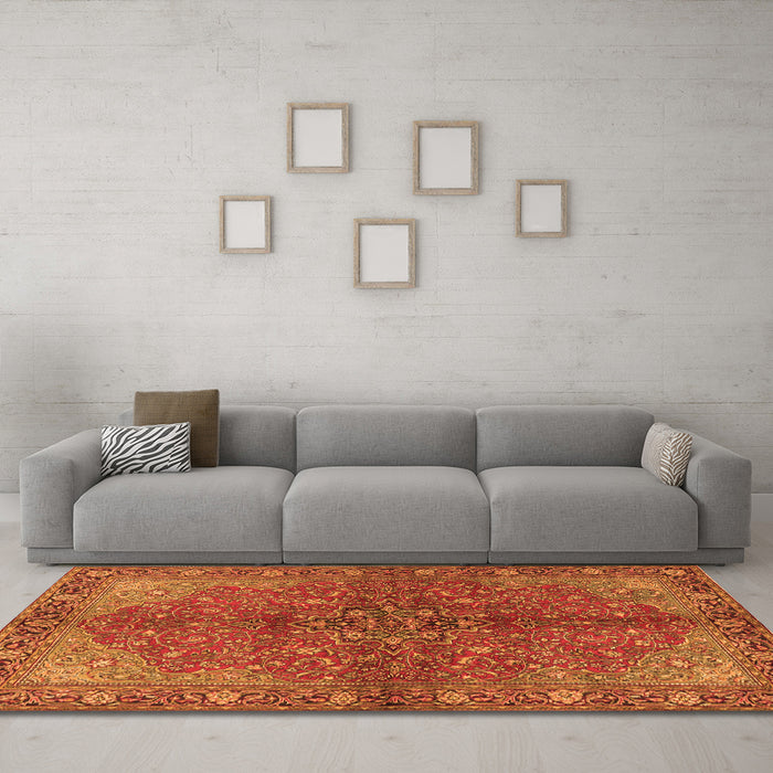Machine Washable Persian Orange Traditional Area Rugs in a Living Room, wshtr2182org