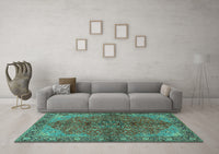 Machine Washable Persian Turquoise Traditional Rug, wshtr2182turq