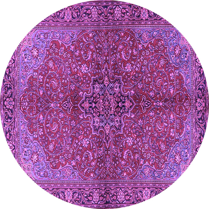 Round Machine Washable Persian Purple Traditional Area Rugs, wshtr2182pur