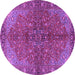 Round Machine Washable Persian Purple Traditional Area Rugs, wshtr2182pur