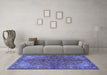 Machine Washable Persian Blue Traditional Rug in a Living Room, wshtr2182blu