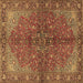 Square Machine Washable Persian Brown Traditional Rug, wshtr2182brn