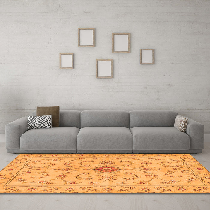 Machine Washable Persian Orange Traditional Area Rugs in a Living Room, wshtr2183org