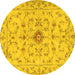 Round Persian Yellow Traditional Rug, tr2183yw